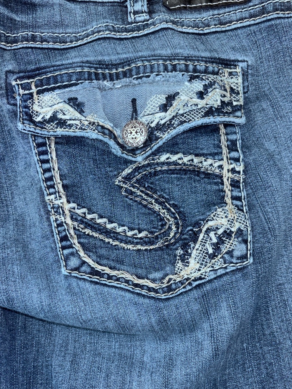 Buckle Silver Suki High Capri Denim Sz 18 Whisking & Fade Stretch - Picture 5 of 8